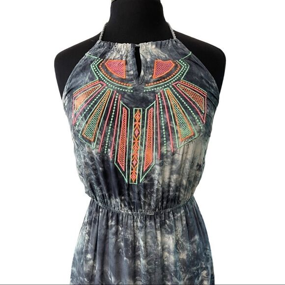 𝅺flying Tomato Tie Dye Embroidered Halter Maxi Sz S - Picture 2 of 13